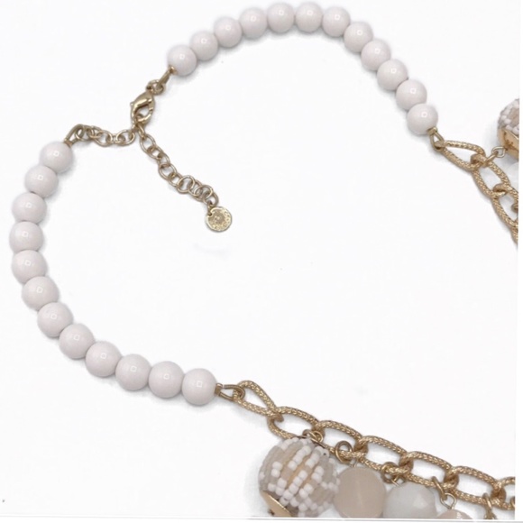 Talbots Mixed Beaded Ball White & Cream Gold-Tone Statement Necklace - Picture 9 of 13